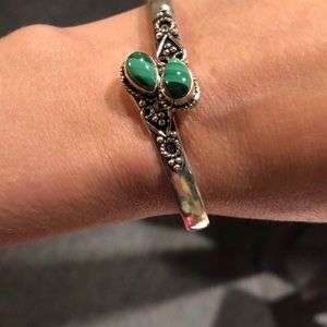 Malachite and silver bracelet